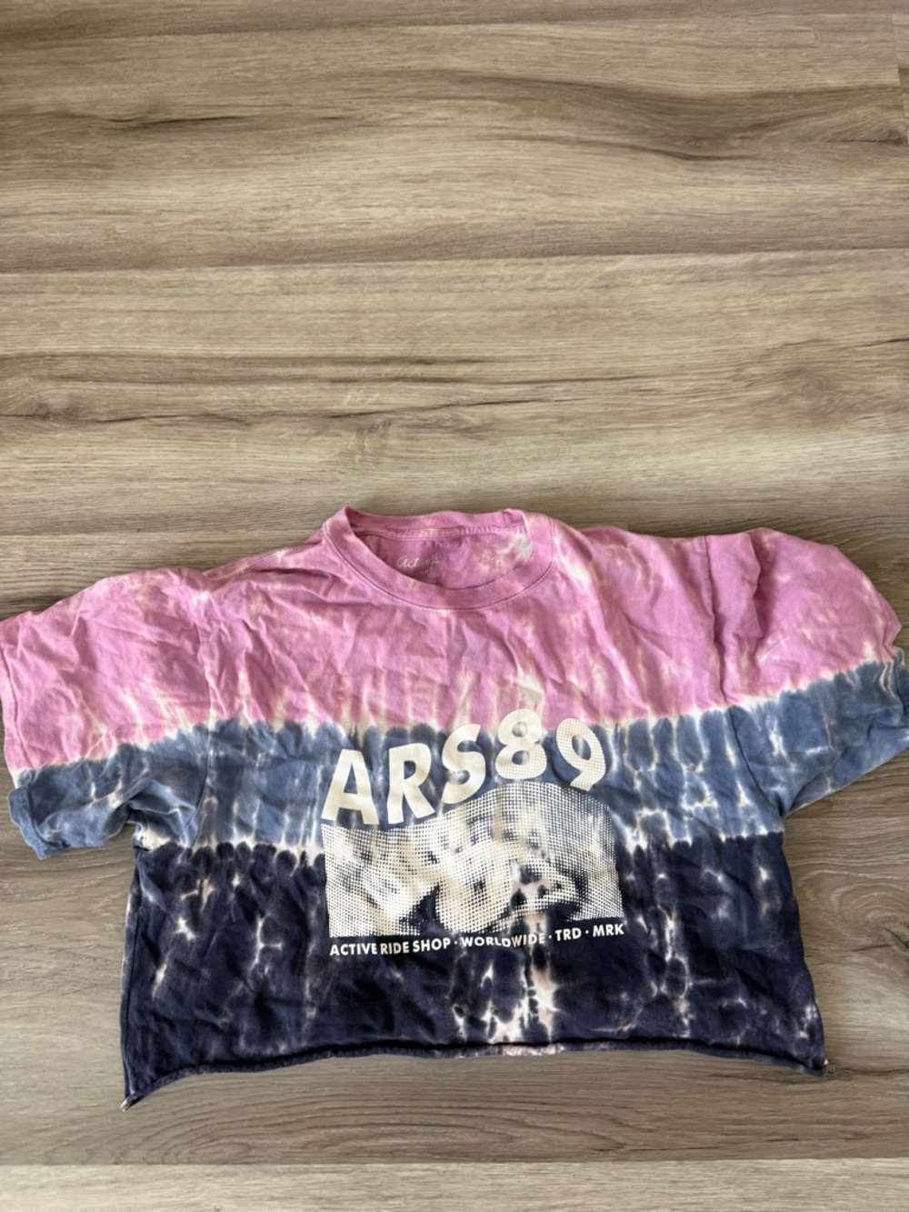 Active USA ARS89 Tie-Dye Crop Tee in Pink and Blue